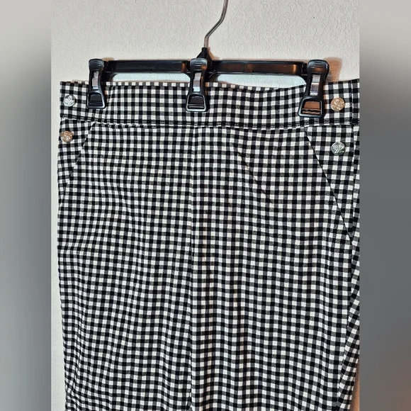 Rafaella Black and White Checkered Ankle Pants Women's Size 10 - Picture 5 of 8